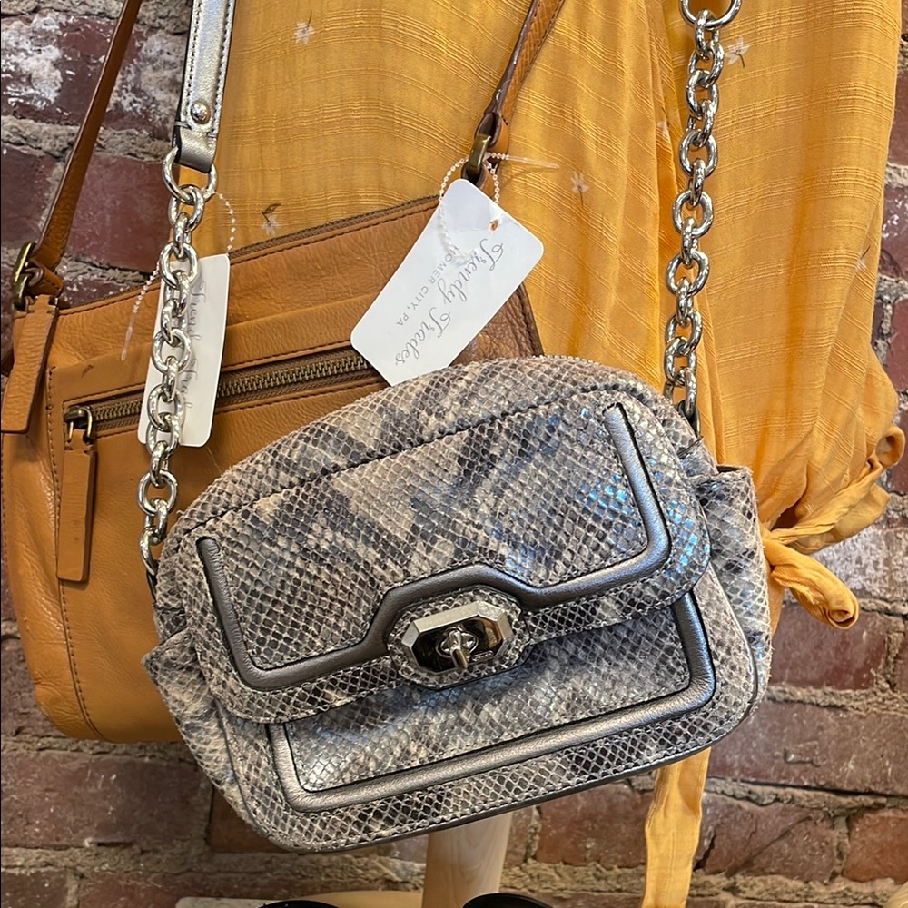 COACH Gray Snake Print Bag Crossbody